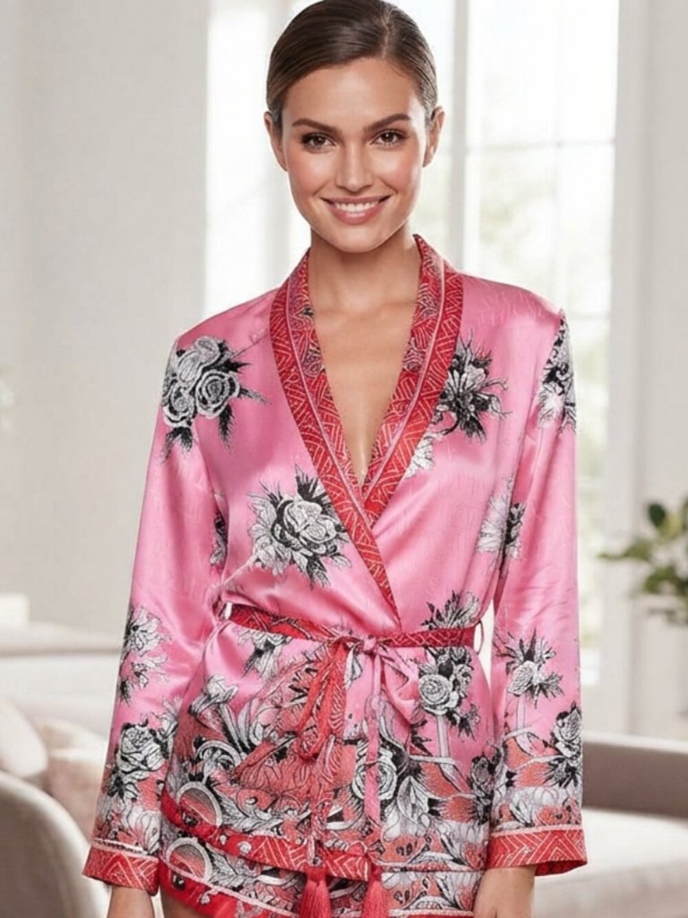 VICTORIA'S SECRET Satin Logo Wrap Top